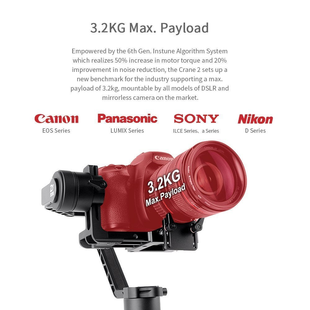Zhiyun Crane 2 3 Axis Gimbal For Mirrorless Dslr Cameras Zhiyun Crane 2 3 Axis Gimbal For Mirrorless Dslr Cameras